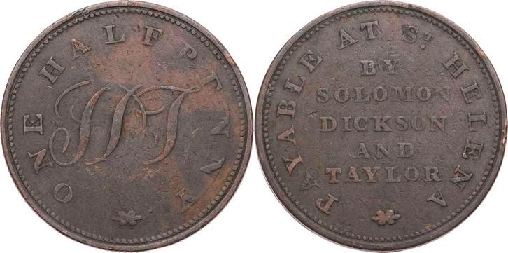 1/2 Penny Token 1821 Kanada Solomon Dickson and Taylor Brons, Postzegels en Munten, Munten | Amerika, Verzenden