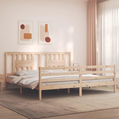 vidaXL Bedframe met hoofdbord massief hout 200x200 cm, Huis en Inrichting, Slaapkamer | Bedden, Nieuw, Verzenden