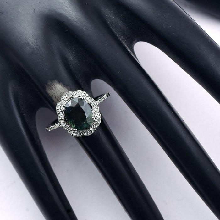 Zonder minimumprijs - Ring Platina - 3.48ct. tw. Saffier -, Handtassen en Accessoires, Ringen