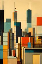 RINGER - Minimalist City #4 Toile  (XXL), Antiek en Kunst