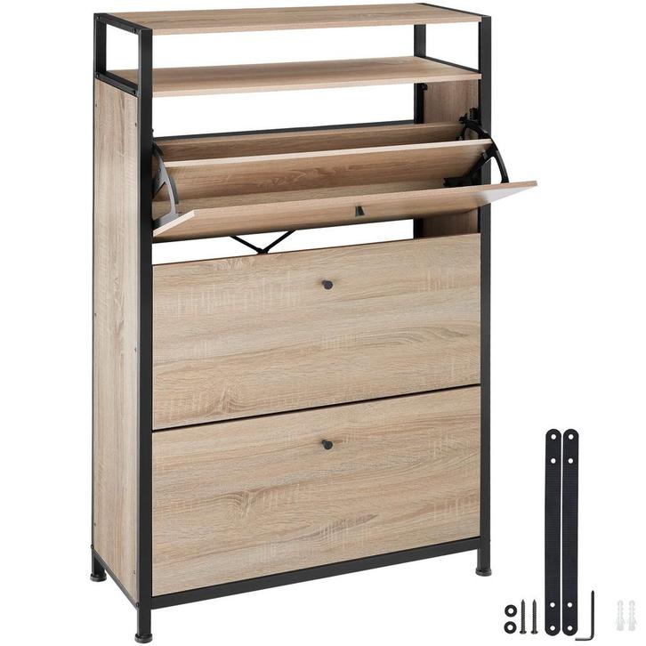 tectake Schoenenkast - Industrieel licht hout, eiken Sonoma,, Huis en Inrichting, Kasten | Schoenenkasten, Verzenden