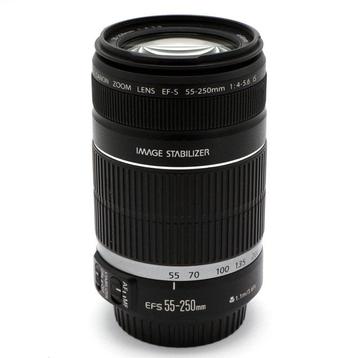 Canon EF-S 55-250mm F/4-5.6 IS Telelens met filter en Canon beschikbaar voor biedingen
