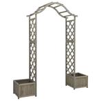 vidaXL Pergola de jardin avec jardinière Gris Bois pin, Jardin & Terrasse, Verzenden, Neuf