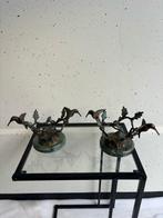 Beeld, De Dans van de Bronzen Vogels Op Marmer - 12.5 cm -, Antiek en Kunst