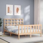 vidaXL Bedframe met hoofdbord massief hout, Huis en Inrichting, Slaapkamer | Bedden, Verzenden, Nieuw