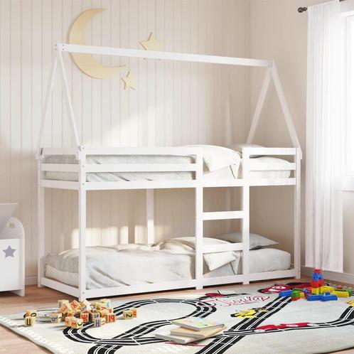vidaXL Stapelbed met bedhuis massief grenenhout wit 80x200, Huis en Inrichting, Slaapkamer | Bedden, Nieuw, Verzenden