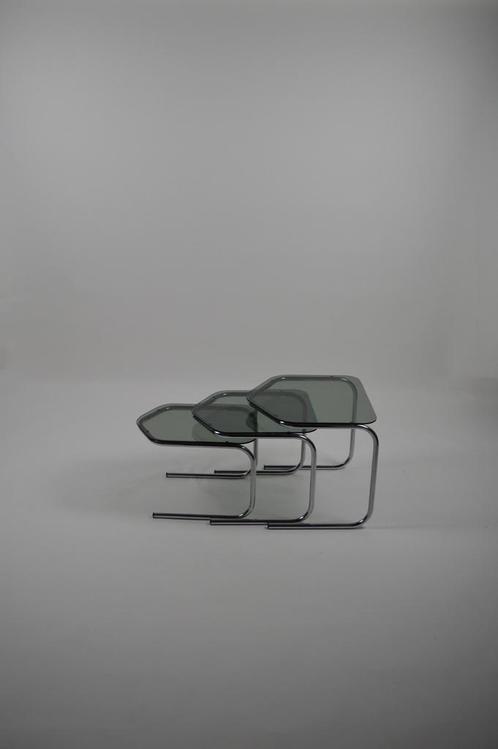 Smoked glass nesting tafels, Maison & Meubles, Tables | Tables d'appoint