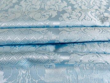 Hemelse Betovering - Blauw Damast Stof - Meubelstof  - 3 m -