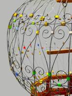 Art nouveau Cage à oiseaux - Cage à oiseaux en bois et fer, Antiek en Kunst