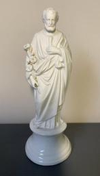 Statue, Groot Sint Jozef met lelies - 27.5 cm - Biscuit de, Antiek en Kunst