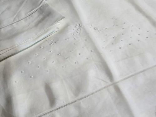Drap de lit (3) - 260 cm - 230 cm - Feuille double, Antiek en Kunst, Antiek | Tapijten, Tafelkleden en Textiel