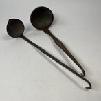 Lepel (2) - Antique Iron Long Tipri Oil Spoons - Original, Antiek en Kunst