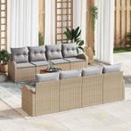 vidaXL Tuinbank Set met kussen 9 pcs Beige poly rattan, Verzenden, Nieuw