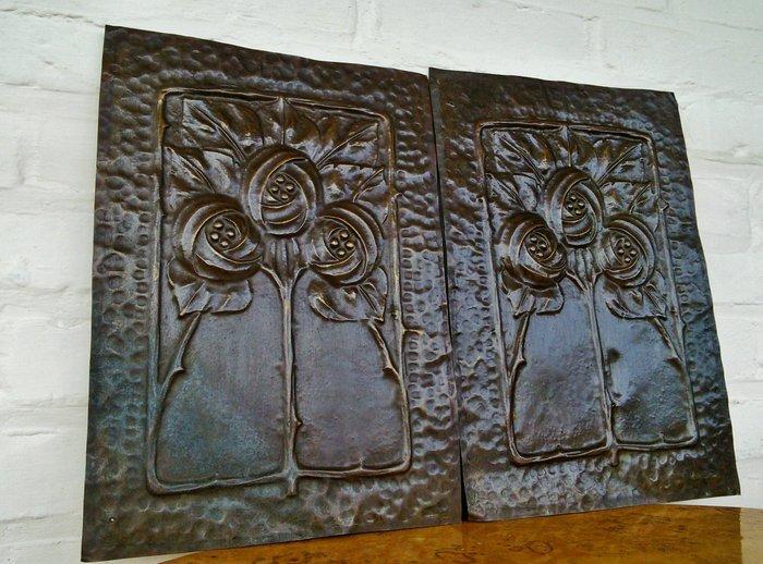 Panneau (2) - Grand panneaux en cuivre de style Art Déco, Antiek en Kunst, Kunst | Designobjecten