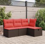 vidaXL Tuinkruk met kussen 55x55x37 cm poly rattan bruin, Tuin en Terras, Verzenden, Nieuw