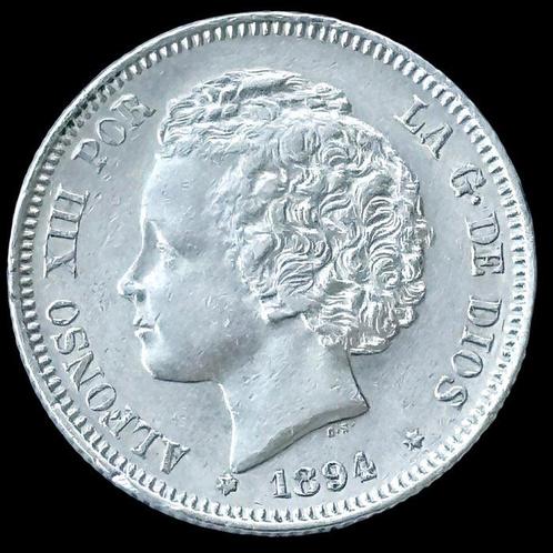 Spanje. Alfonso XIII. 2 Pesetas - 1894 - *18 *94 PGV-, Postzegels en Munten, Munten | Europa | Niet-Euromunten