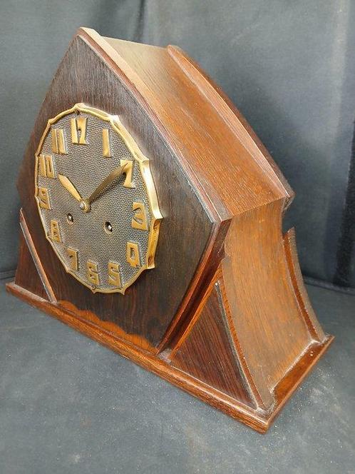 Horloge de l’école d’Amsterdam - Art déco Bois, Laiton -, Antiek en Kunst, Antiek | Klokken