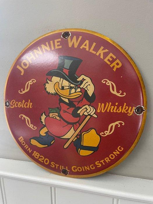 Vintage metalen whiskybord met Dagobert Duck – Johnny Walker, Antiek en Kunst, Antiek | Wandborden en Tegels