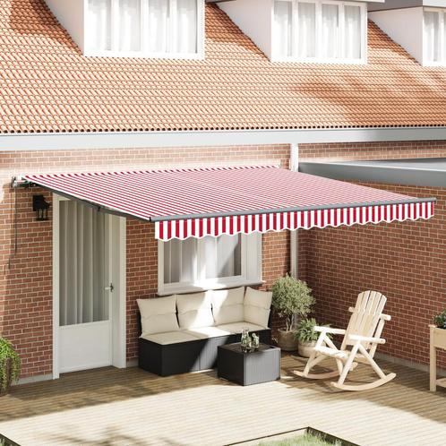 vidaXL Handmatige Inklapbare Luifel Rood en Wit Gestreept, Tuin en Terras, Zonneschermen, Nieuw, Verzenden