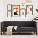 vidaXL Driezitsbank Chesterfield-stijl kunstleer zwart, Huis en Inrichting, Verzenden, Nieuw