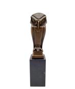Figurine - Owl in art deco stijl - Bronze, Marbre