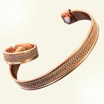 Set koperen gezondheids-klemarmband plus verstelbare ring, Sport en Fitness, Ophalen of Verzenden, Nieuw