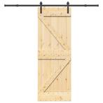 vidaXL Schuifdeur met beslag 70x210 cm massief grenenhout, Doe-het-zelf en Bouw, Deuren en Vliegenramen, Verzenden, Nieuw