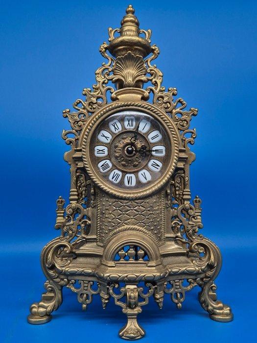 Klok - Junghans – Kaminuhr im Rokoko-Stil – Messing,, Antiek en Kunst, Curiosa en Brocante
