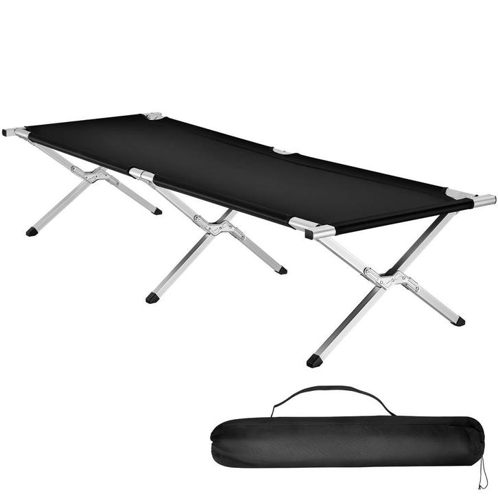 tectake Veldbed van aluminium - zwart, Caravans en Kamperen, Kampeeraccessoires, Verzenden