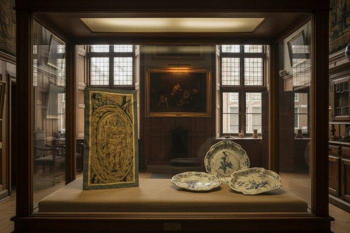 Wandtapijt - 52 cm - 27 cm - Een klein Aubusson-fragment, Antiek en Kunst, Antiek | Overige Antiek
