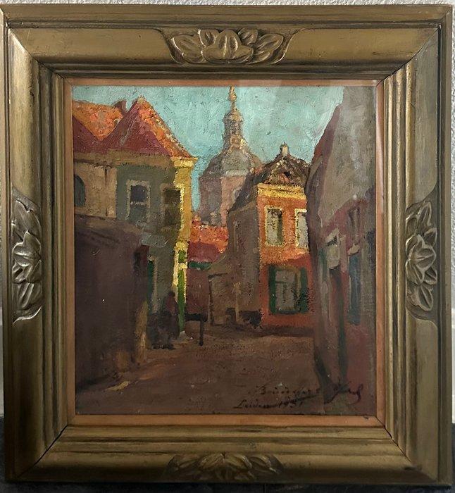 Arie Wassenburg (1896-1970) - Stadsgezicht Leiden, Antiek en Kunst, Kunst | Schilderijen | Klassiek