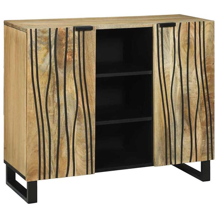 vidaXL Sideboard Bruin 90 x 33 x 75 cm massief mangohout, Huis en Inrichting, Kasten | Dressoirs, Nieuw, Verzenden
