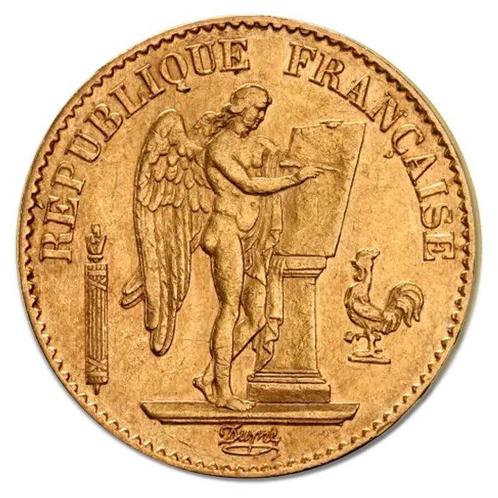 France. 3rd Republic 20 Francs Angel (Génie) Gold Coin, Postzegels en Munten, Edelmetalen en Baren