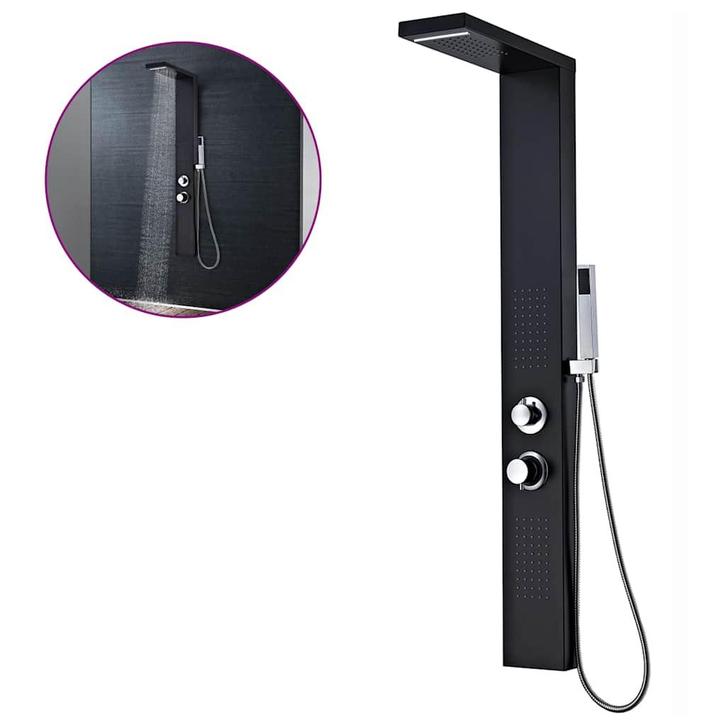 vidaXL Douche paneelsysteem aluminium matzwart, Doe-het-zelf en Bouw, Sanitair, Nieuw, Verzenden