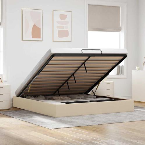 vidaXL Bedframe zonder matras 180x200 cm stof crèmekleurig, Huis en Inrichting, Slaapkamer | Bedden, Nieuw, Verzenden