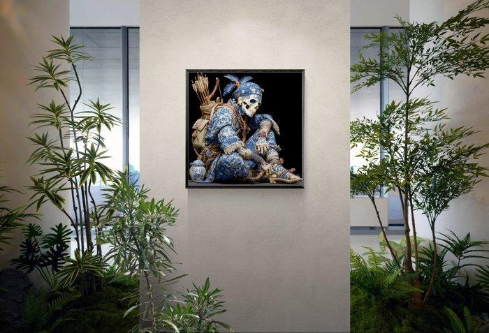 NYX - Squelette Nomade en Porcelaine Bleue, Antiek en Kunst, Kunst | Schilderijen | Modern