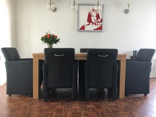 Set van 6 leren eetkamerfauteuils - met armleuning en, Huis en Inrichting, Stoelen, Overige kleuren, Nieuw, Leer, Ophalen of Verzenden