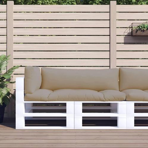 vidaXL Palletkussens 3 st stof taupe, Huis en Inrichting, Woonaccessoires | Kussens, Nieuw, Verzenden