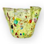 Filippo Maso - Vaas - Groene zakdoek met zilveren blad en, Antiek en Kunst, Antiek | Glaswerk en Kristal