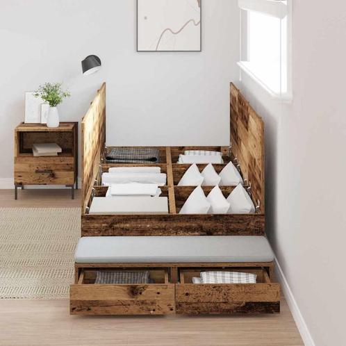 vidaXL Opbergbedframe in Oude Hout 90x200 cm, Huis en Inrichting, Slaapkamer | Bedden, Nieuw, Verzenden