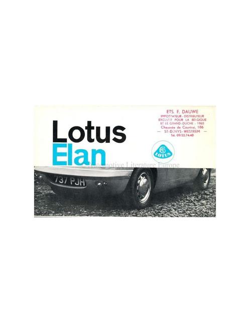 1962 LOTUS ELAN BROCHURE FRANS, Livres, Autos | Brochures & Magazines