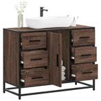 vidaXL Wastafelkast 80x33x60 cm bewerkt hout bruin, Huis en Inrichting, Verzenden, Nieuw