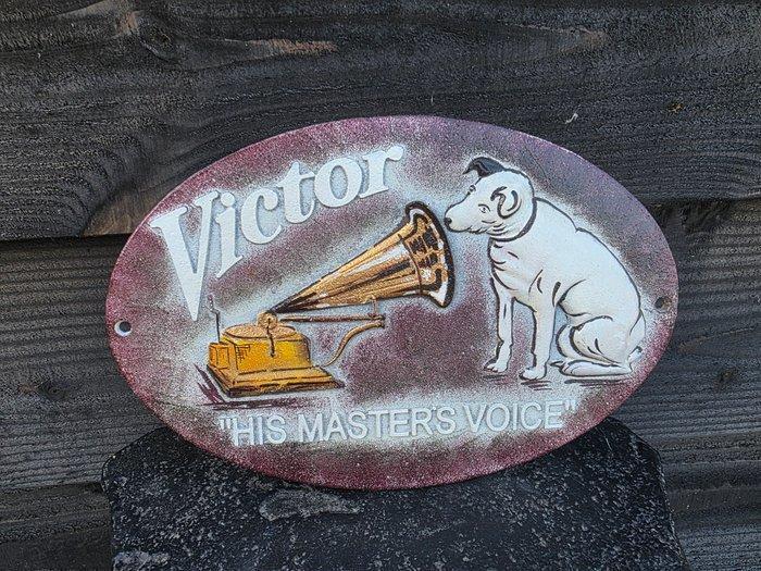 Vintage His Masters Voice - Iron - Reclamebord - Metaal, Antiek en Kunst, Kunst | Designobjecten