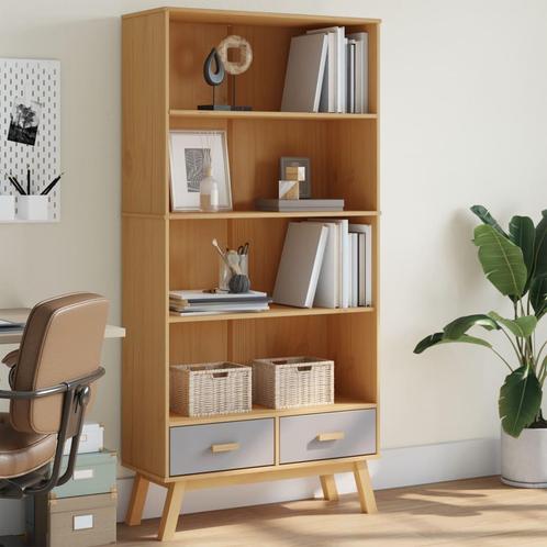 vidaXL Boekenkast 4-laags OLDEN massief grenenhout grijs en, Huis en Inrichting, Kasten | Boekenkasten, Nieuw, Verzenden