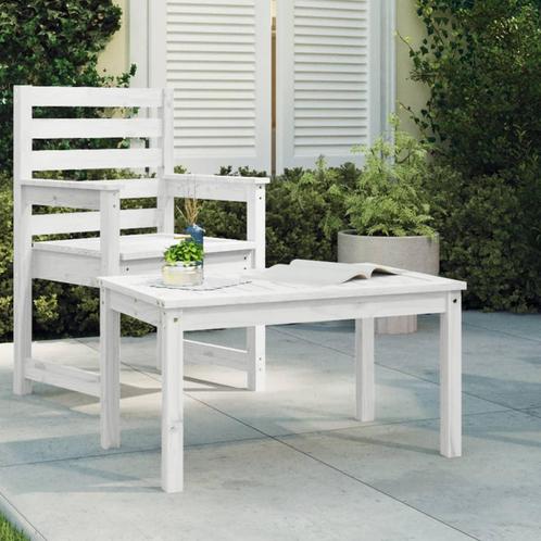 vidaXL Table de jardin blanc 82,5x50,5x45 cm bois massif, Jardin & Terrasse, Ensembles de jardin, Neuf, Envoi