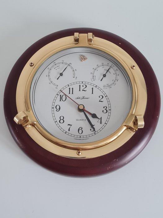 Seth Thomas porthole wandklok met hydro- en thermometer -, Antiek en Kunst, Curiosa en Brocante