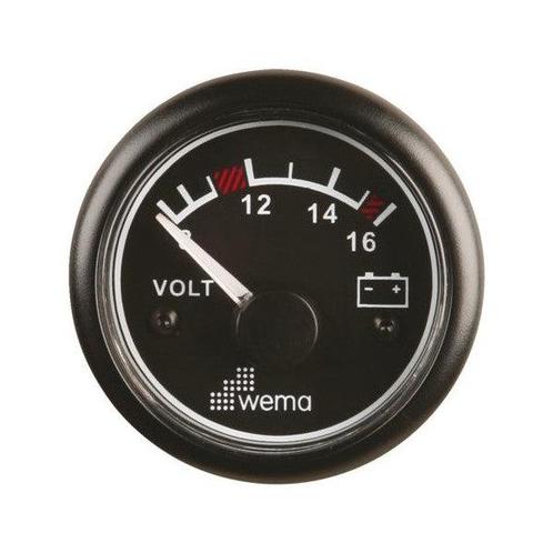 Bieden: Wema 0-16V battery volt meter display black - 110330, Watersport en Boten, Bootonderdelen, Ophalen of Verzenden