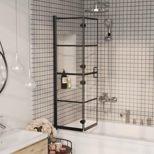 vidaXL Douchewand inklapbaar 80x140 cm zwart, Doe-het-zelf en Bouw, Sanitair, Nieuw, Verzenden