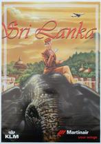 Original 1970 Sri Lanka KLM Martinair Travel Poster -