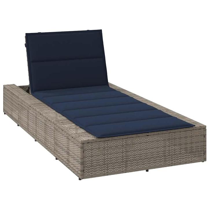vidaXL Ligbed met zwevend kussen poly rattan grijs, Tuin en Terras, Ligbedden, Nieuw, Verzenden